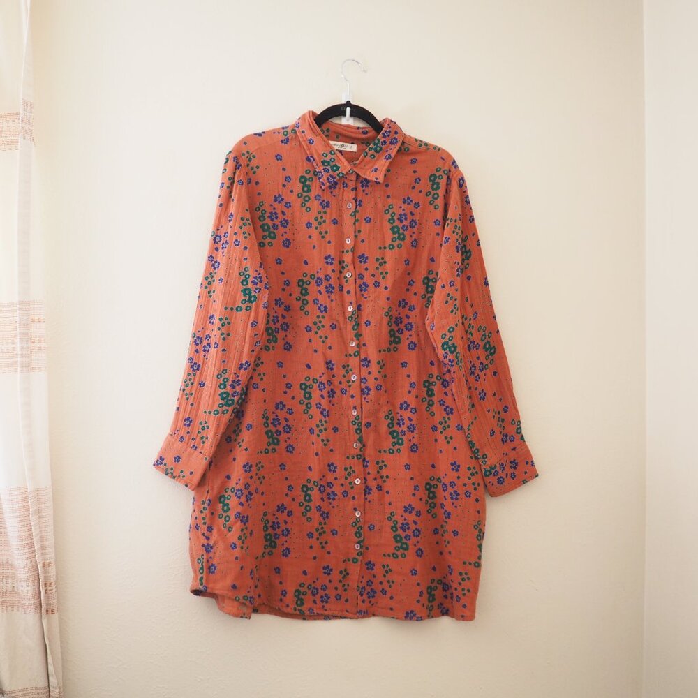 Natural Life Georgia Floral Button Front Shirt Dress sz L - Picture 2 of 6